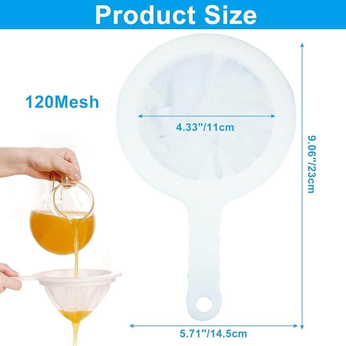 Zorfeter 2 Pieces Ultra Fine Mesh Strainer, Nylon Food Juice Strainer Mini Brine Shrimp Separation Net, Kitchen Tool for Filtering Juice/Milk/Honey(120/200 Mesh)