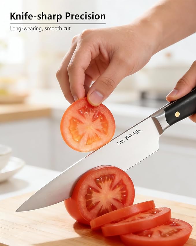 14-Piece Knife Block Set, High-Carbon Stainless Steel Dishwasher Safe Kitchen Knives Detachable Knife Holder, Includes Chef's, Santoku, Bread & Steak Knives (black)