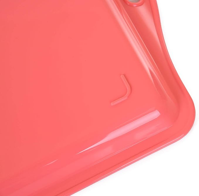 Mintra Home Large Unbreakable Plastic Rectangular Serving Tray/Platter with Handle 14in, Salmon, (Heavy Duty,Large Capacity Great for Kitchen, Wedding, Restaurant Indoor or Outdoor Picnic Camping