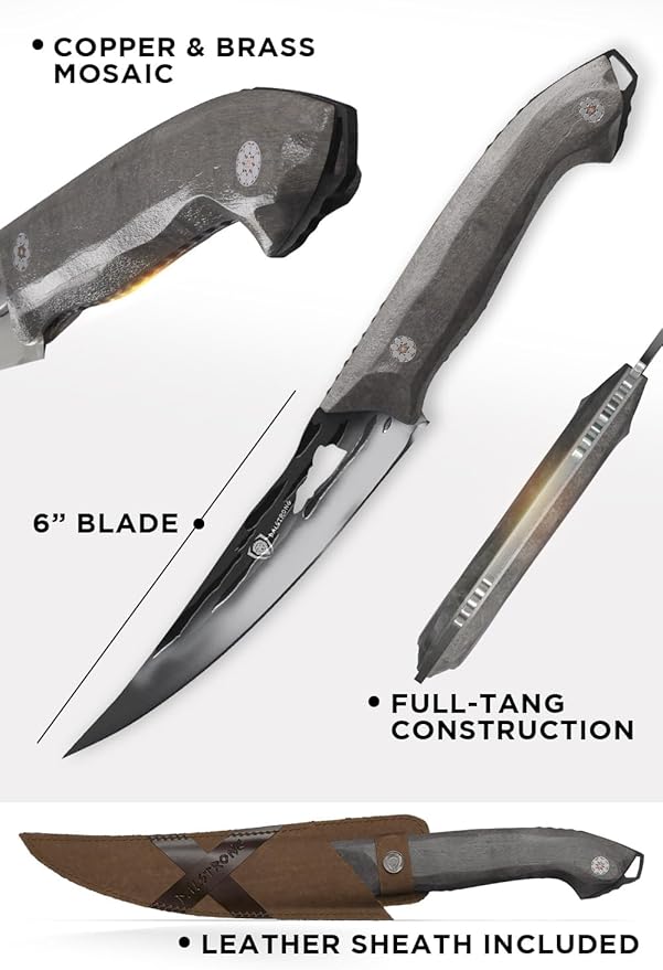 Dalstrong Curved Fillet Boning Knife 6”- Barbarian Series - Premium Swedish 14C28N High Carbon Stainless Steel - Black Brown Wood Handle Knife - Professional Fillet Knife- Sheath Included