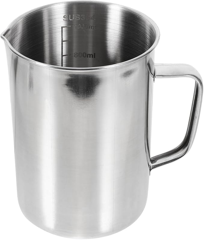 1000ml Milk Frothing Pitcher Stainless Steel Metal Milk Jug with Scale for Coffee Matcha Latte Cappuccino