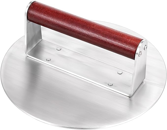 8.5 Inch Bacon Press for Griddle, Stainless Steel Grill Press, Heavy-Duty Burger Press with Heat-Resistant Handle, Non Stick Hamburger Press, Weight Burger Smasher for Meat, Steak, Panini