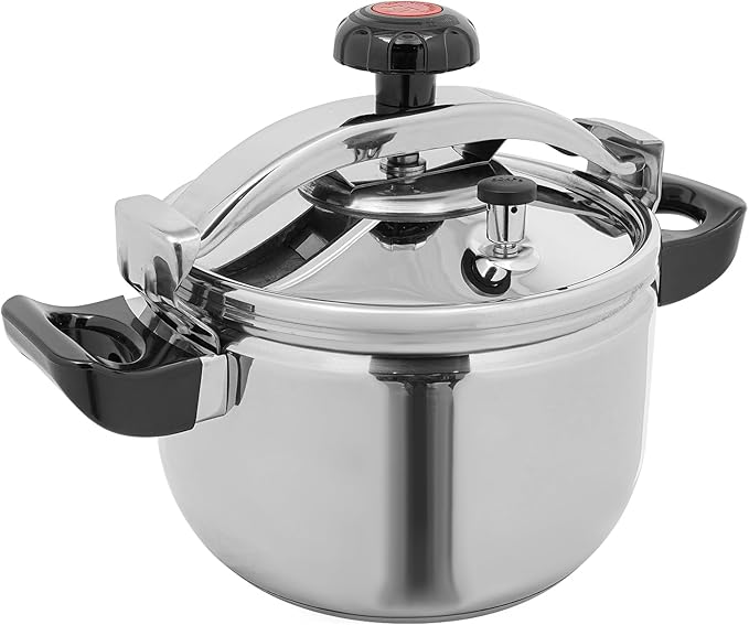 LyeXD 9L/9.51 Qt Stainless Steel Pressure Cooker, Stainless Steel Pressure Stewing Pot with Two Safety Clips, Pressure Canner Olla de Presion,One-Hand Locking Induction Compatible Cookware for Home