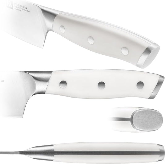 Klaus Meyer Stahl High Carbon Exclusive German Steel 4.5 inch 6 Piece Steak Knife Set (White)