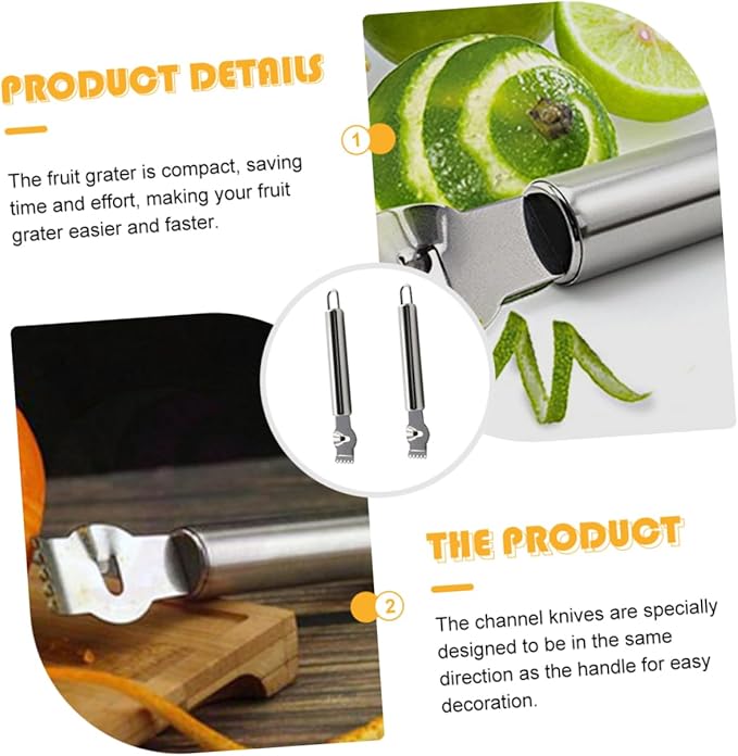 2pcs Ergonomic Lemon Zester Grater Scraper Handheld Fruit Vegetable Grater Non-slip Safety Kitchen Tool