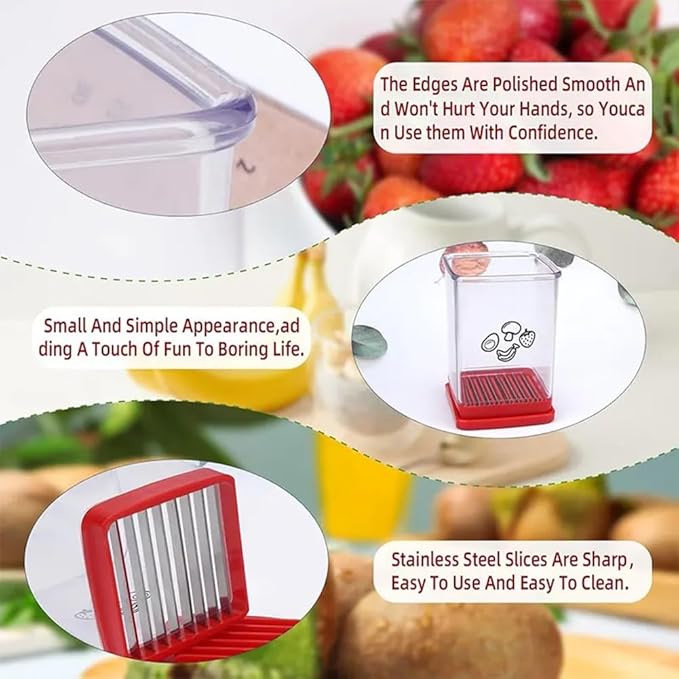 Fruit Slicer Cup Detachable Fruit and Vegetable Slicer with Push Plate Strawberry Banana Grape Cutter Egg Slicer for Hard Boiled Eggs Rapid & Safe Slicing Kitchen Gadgets for Easy Food Prep