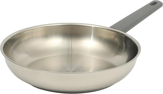 Oster Beauford 10-Inch Stainless Steel Frying Pan – Induction, Oven & Dishwasher Safe Skillet, Soft-Touch Gray Handle, 5-Ply Encapsulated Bottom