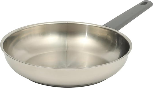 Oster Beauford 10-Inch Stainless Steel Frying Pan – Induction, Oven & Dishwasher Safe Skillet, Soft-Touch Gray Handle, 5-Ply Encapsulated Bottom