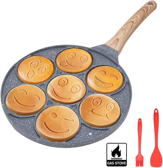 Pancake Pan Nonstick - 10 Inch Pancake Maker Pan With 7-Cup Mold Blini Pan Silver Dollar Pancake Pan Breakfast Griddle,100% PFOA Free