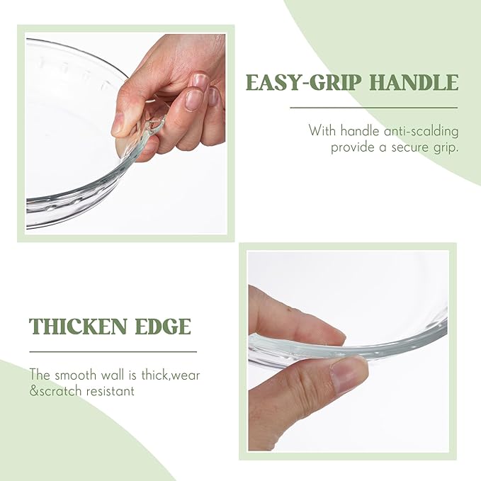 Uiifan 2 Packs 6 Inches Mini Glass Pie Pan for Baking 11.6 oz Clear Pie Plate with Handles Round Glass Dish for Baking and Serving, Snacks, Salads, Desserts