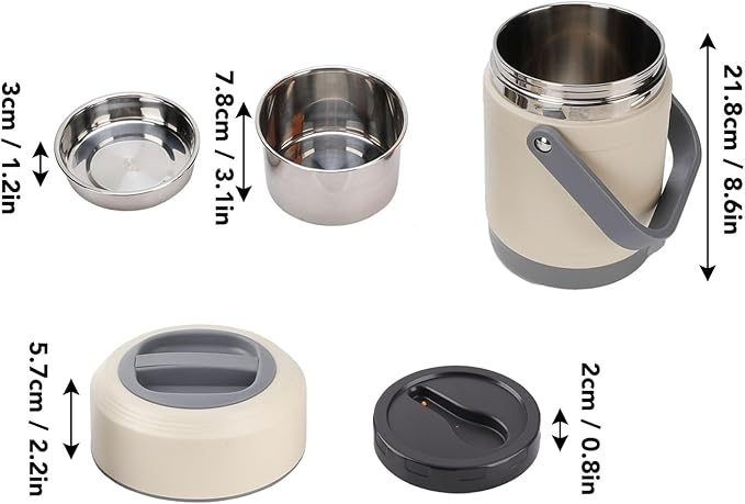 Thermal Cooker Pot, Stainless Steel Mini Portable Constant Temperature Heat Preservation Lifting Pot for Travel Camping Home Office Use (Beige)