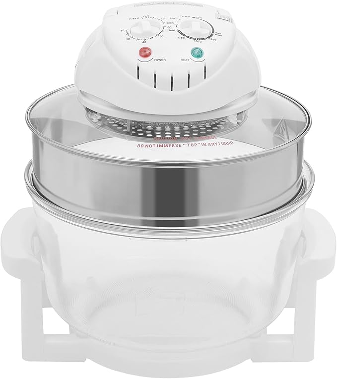 trggvvrt 17L/17.96Qt Turbo Electric Glass Air Fryer w/ 2 Grill, Electric Turbo Convection Oven Roaste, 360° Viewable Airy Fryer with Expansion Ring, Multifunction Oilless Halogen Oven