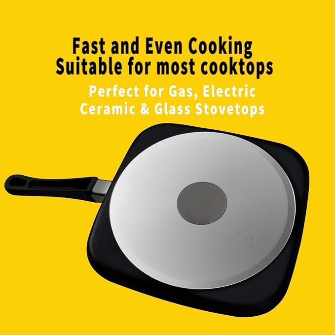 Quick-Heat Nonstick Aluminum Griddle Pan, Large Flat Skillet for Pancakes, Bacon, Eggs, Easy Clean Cookware, Gas Electric Ceramic Glass Top, Family Weekend Brunch, RV Camping, Gifting for Home Cooks