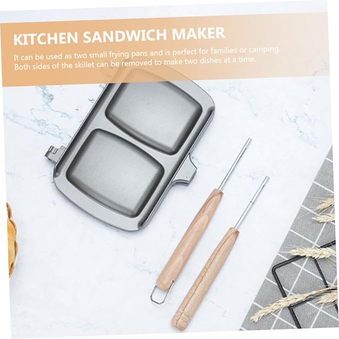 Non-stick Double-sided Frying Pan Sandwich Baking Machine for Home Use Stovetop Press for Sandwiches Waffles Eggs