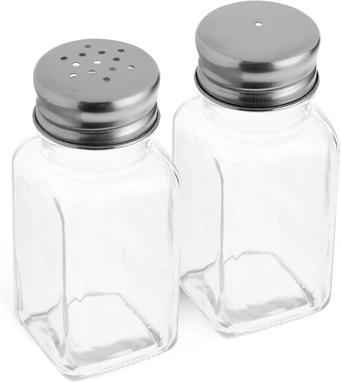 Juvale 24 Pack Glass Salt and Pepper Shakers Bulk Set - Restaurant Salt and Pepper Shakers - Spice Containers for Restaurant (2 Oz, Clear)
