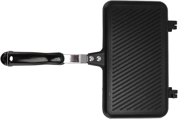 Nonstick Stovetop Waffle Maker Pan, Aluminum Waffle Pan for Family Breakfast, Portable Camping Waffle Maker with Long Handle for Even Heating on Gas or Electric Stove (Type 2)