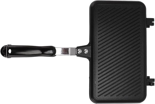Nonstick Stovetop Waffle Maker Pan, Aluminum Waffle Pan for Family Breakfast, Portable Camping Waffle Maker with Long Handle for Even Heating on Gas or Electric Stove (Type 2)