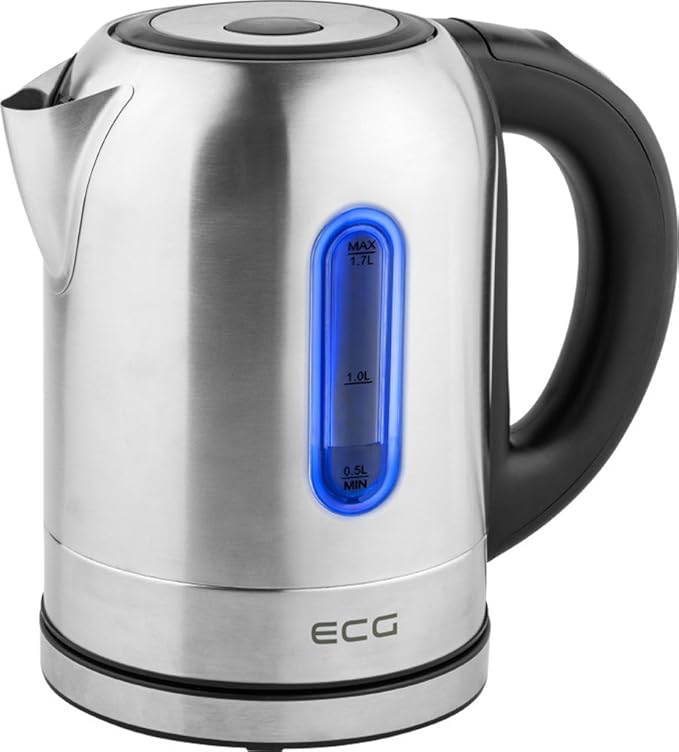 ECG RK 1785 Colore Kettle, 1.7 Litres, Stainless Steel, 5 Backlight Colours, 1.7 Litres