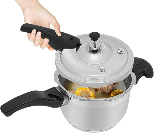 Bokknppo Stainless Steel Pressure Cooker Large Capacity 60Kpa Pressure Pot Explosion-proof Compound Bottom Pressure Canner with Pressure Limiting Valve for Gas Stove Induction Cooker (2L/0.53gal)