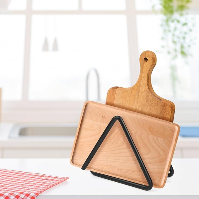Cutting Board Storage, Kitchen Cutting Board & Pan Lid Rack, Non-Slip Steel Organizer, Ventilated & Quick-Dry, Space-Saving Counter Stand for Small Kitchens, Gift for Cooking Lovers
