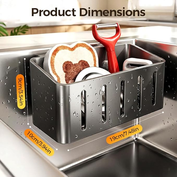 Sponge Holder for Kitchen Sink,2026 Sink Caddy Organizer with Suction Cups,Rustproof Kitchen Storage Rack for Sponge,Soap,Stopper,Brush (1, Triangle +Square)