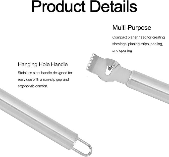 Lemon Zester Stainless Steel, 2-In-1 Citrus Skin Scraper & Lemon Channel Knife, Orange Peeler, Grater, Zesting, Rind Remover Tool with Hanging Hook