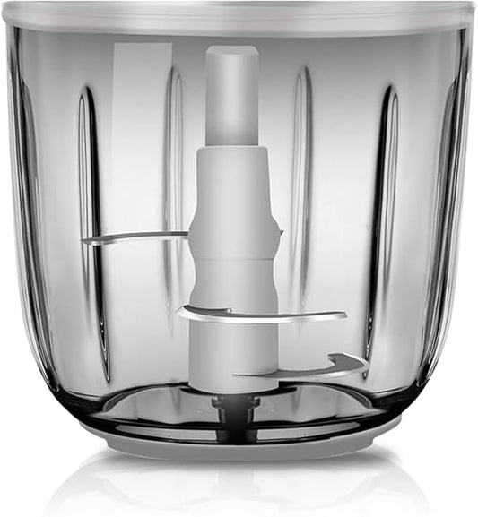 1.3Cup Food Processor Replacement Glass Bowl- Mini Food Processor & Portable Small Food Chopper for Vegetables Fruit Salad Onion Garlic,Kitchen Replacement (For our food processors only)