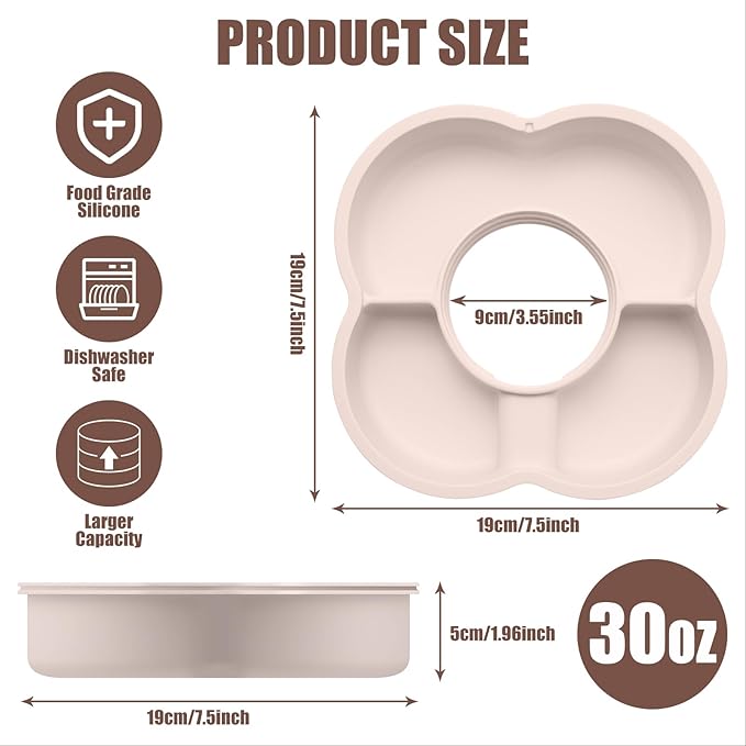 Snack Bowl with Lid for Stanley 30 oz Tumbler with Handle, Silicone Snack Tray Snack Ring for Stanley Cup Accessories, Suitable for Car Cup Holder or Outdoor, Rose Quartz