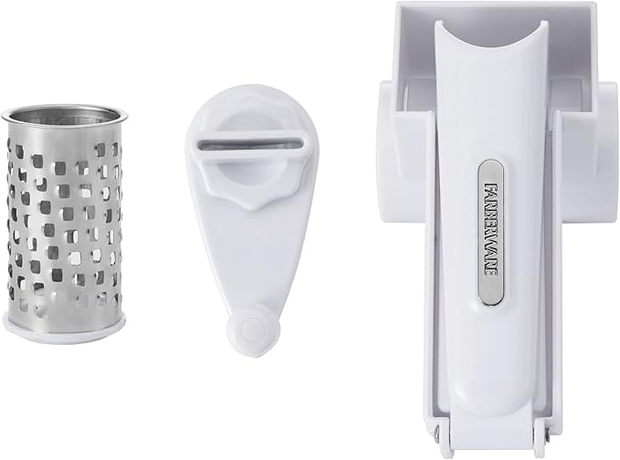 Farberware Professional Rotary Grater with Fine Etched Stainless Steel Drum, 4.33x5.51x3.54 Inch, White