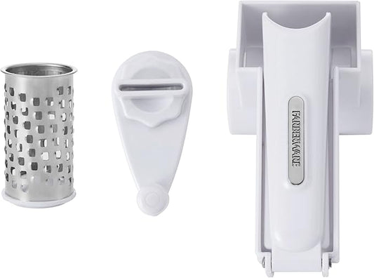 Farberware Professional Rotary Grater with Fine Etched Stainless Steel Drum, 4.33x5.51x3.54 Inch, White