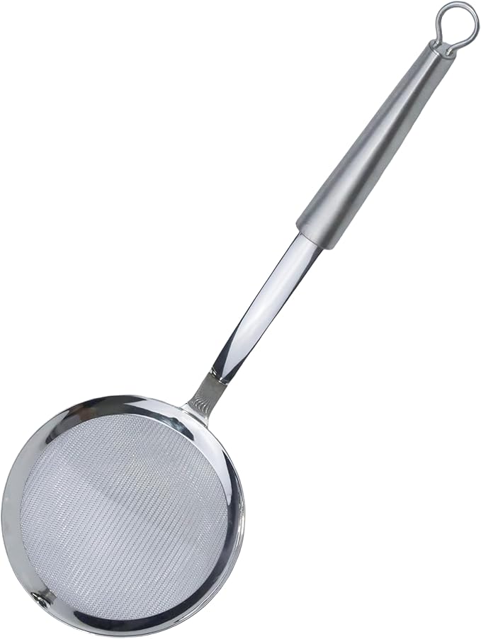 Stainless Steel Wok Mesh Strainer, Cooking Mesh Skimmer Spoon, 4.75 Inch Diameter