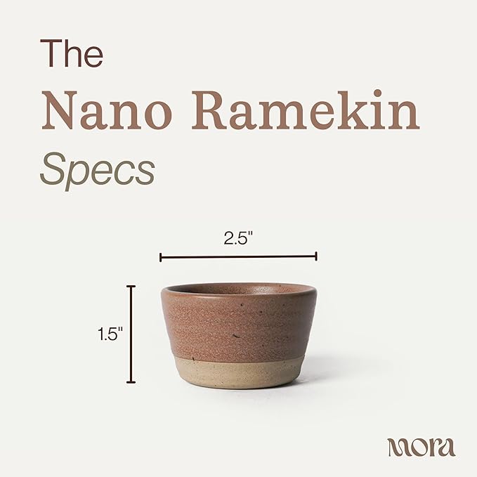 Mora Nano Ramekins Set of 4, 2oz Ceramic Pottery Sauce Cups - Microwave, Oven and Dishwasher Safe - Harvest