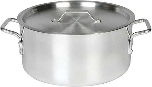 TrueCraftware- 8 Qt. Aluminum Brazier Pot with Cover 6mm Thickness- Heavy Weight Cookware Braiser Pan Braising Pan Perfect Roasting Baking Sauteing Searing and Pan Frying Mirror-Finished