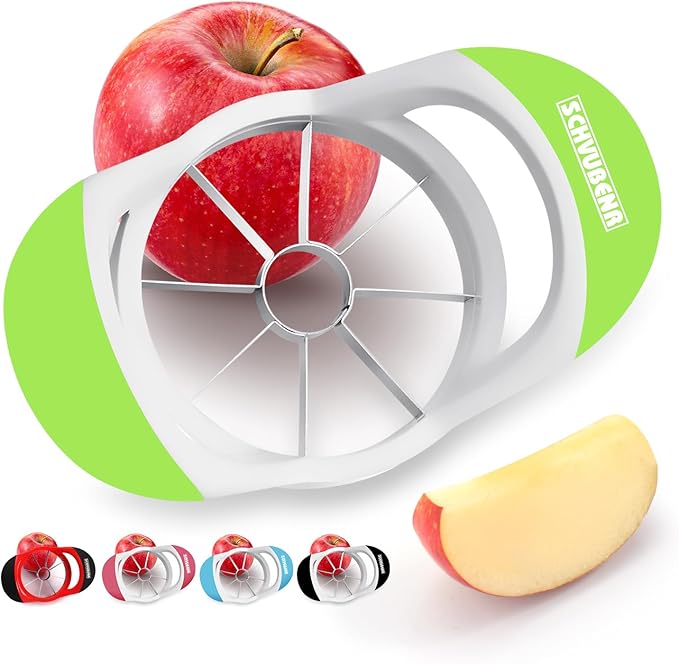 SCHVUBENR 3.5 Inch Apple Slicer - Professional Apple Cutter - Stainless Steel Apple Corer - Super Sharp Apple Slicer and Corer - Apple Tool with 8 Sharp Blades(Green)