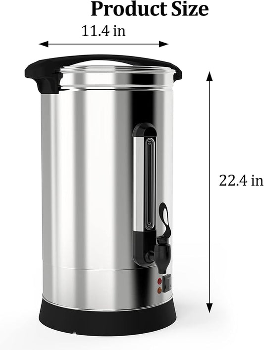 110 Cup Commercial Coffee Urn, 16l Large Capacity Coffee Maker with Quick Infusion, 304 Stainless Steel Double-Wall Hot Beverage Dispenser – Easy to Clean for Churches, Offices, Events & Meeting Rooms