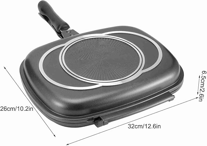Double Side Grill Pan, Non Stick Aluminium Double Frying Pan, Sandwich And Panini Maker Baking pan for Barbecue, Chicken