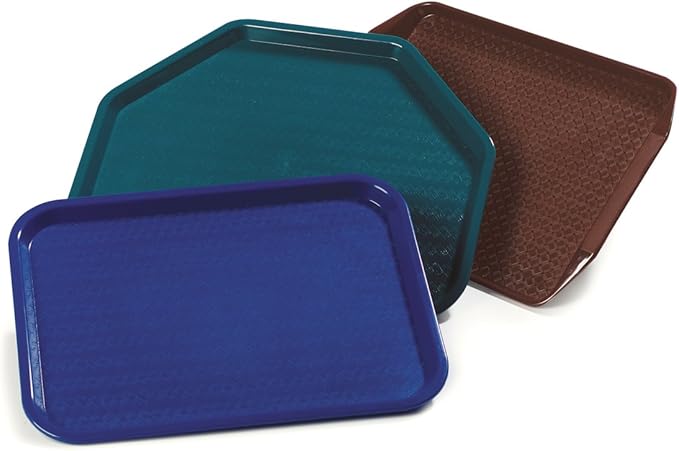 Carlisle FoodService Products Cafe Plastic Fast Food Tray for Cafeteria, 14" x 18", Green (Pack of 2)
