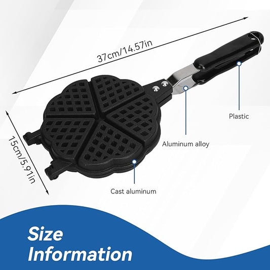 5.9in Waffle Maker Pan, Non Stick Stovetop Waffle Iron Camping Maker Pan Portable Aluminum with Long Handle for Family Breakfast Baking
