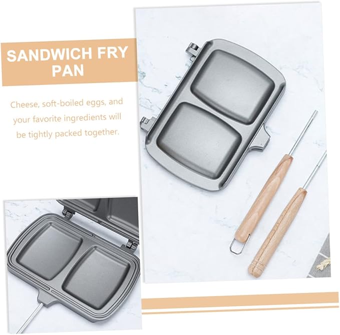 Breakfast Sandwich Maker Double Sided Non Stick Frying Pan Stovetop Press for Cooking Sandwiches Waffles Eggs and More Ergonomic Handle for Easy Use for Outdoor and Indoor Cooking