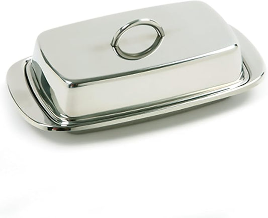 Norpro 282 Stainless Steel Double Covered Butter Dish, Silver