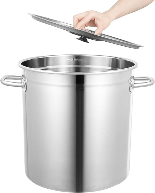 37 Qt Large StockPot, Thicked Stainless Steel Stock Pot with Lid and Handle, Large Soup Pot for All Stoves, for Stew, Soup, Seafood, Stock
