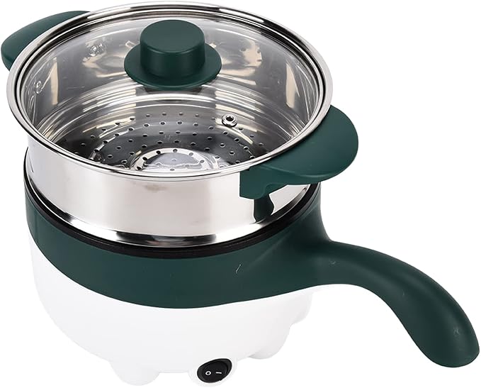 ZJchao Electric Hot Pot 2L Stainless Steel Multifunctional Portable Cooking Steamer for Home Car Kitchen 12V Green