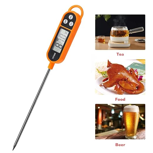 Candy Thermometer Digital Instant Read for Meat Kitchen Cooking Food Oil Deep Fry BBQ Grill Smoker (1, 9.4in-orangev)