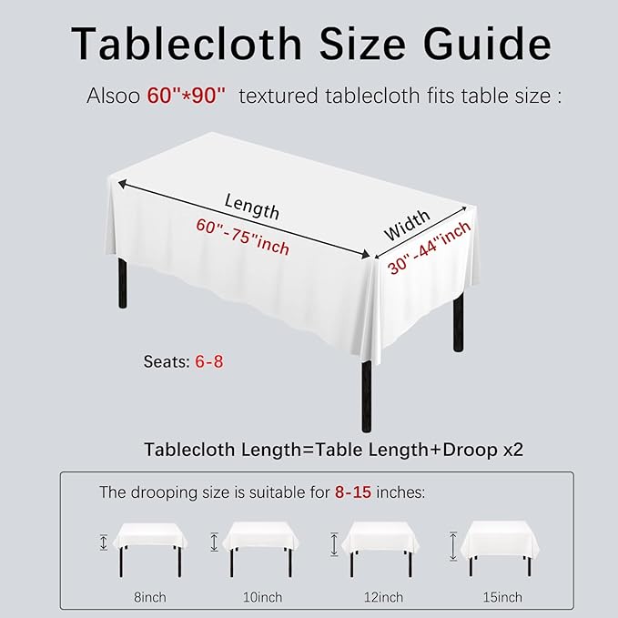 Alsoo Textured Table Cloth for Rectangle Tables 60×90 Inch Waterproof Linen Tablecloth Spill Proof and Wrinkle Free Table Cover for Dining Tables,Farmhouse Kitchen, Parties and Holidays,White