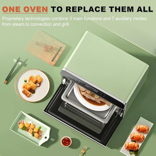 ROBAM Toaster Steam Combi Oven, Countertop Air Fryer 20-in-1 Oven with Convection & Grill, Stainless Steel Interior, 3-Layer Insulated Glass Door, 3 Steam Modes, 30 Built-In Recipes (White)