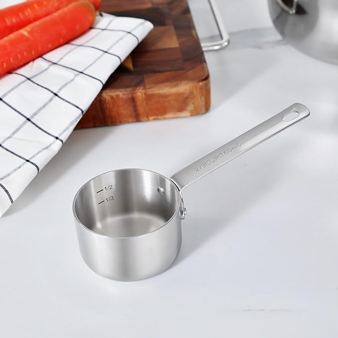 KEAWELL Premium Dog and Cat Food Measuring Cup 18/10 Stainless Steel (1, 2/3 Cup)