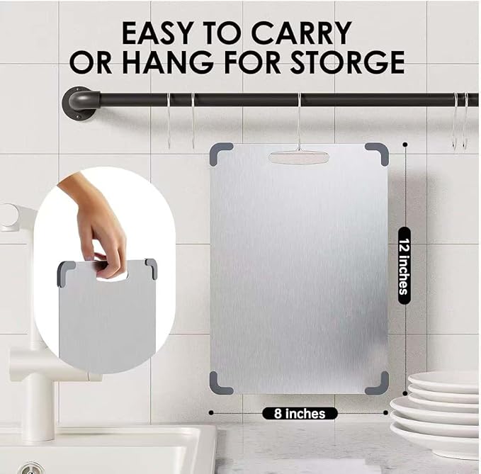 Premium Pure Cut Titanium Cutting Board – Dual‑Sided, Non‑Toxic, Non‑Slip & Dishwasher Safe – Ideal Titanium Cutting Boards for Kitchen