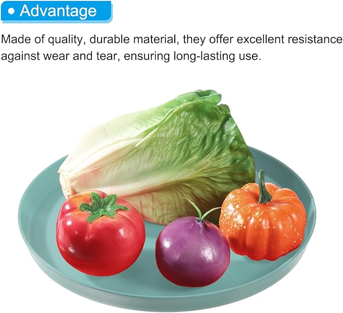 PATIKIL 11" Restaurant Serving Trays, 2 Pcs Round Non-Slip Food Service Tray Platter Reusable Plastic Fast Food Serving Tray for Bar Coffee Home Cafeteria Hotel, Green