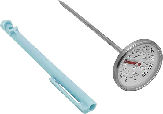 KitchenAid KQ919MW Analog Instant Read Food and Meat Thermometer with 1.75-inch Dial, Recalibration Feature, Mineral Water Storage Sleeve