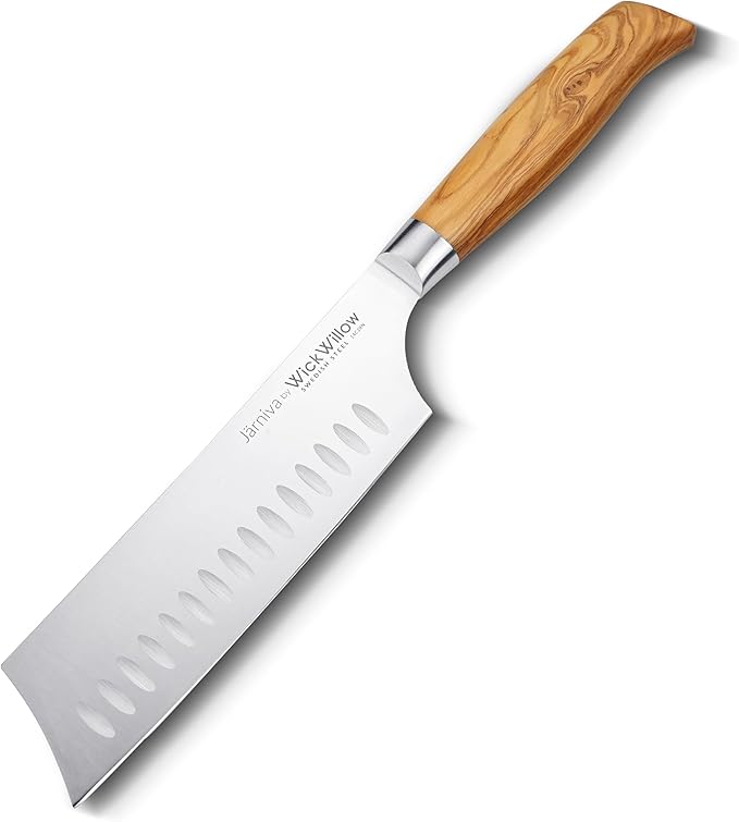 6.5 Inch Nakiri Knife – Swedish Steel Vegetable Blade with Italian Olive Wood Handle – Sharp Prep Tool for Chopping, Slicing and Daily Kitchen Use